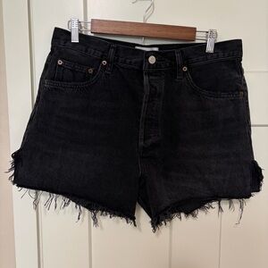 Agolde Dee Jean Short, Black Distressed, Size 30